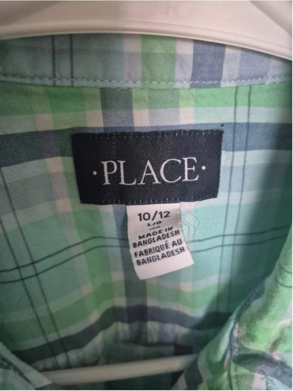 Boys The Children's Place Plaid Button Down Shirt Size 10 Green Blue